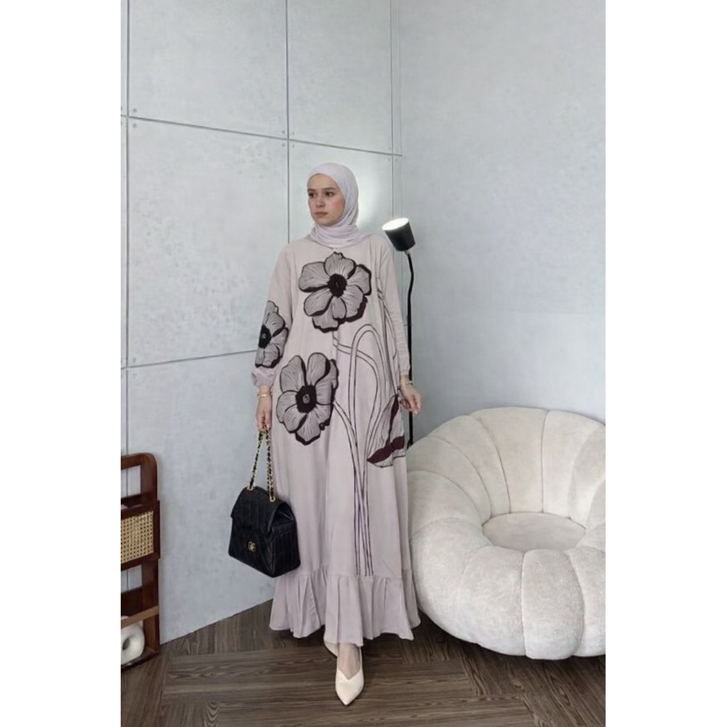 Gamis Jumbo Rayon Premium Wanita Gamis Rempel Resleting Depan Busui