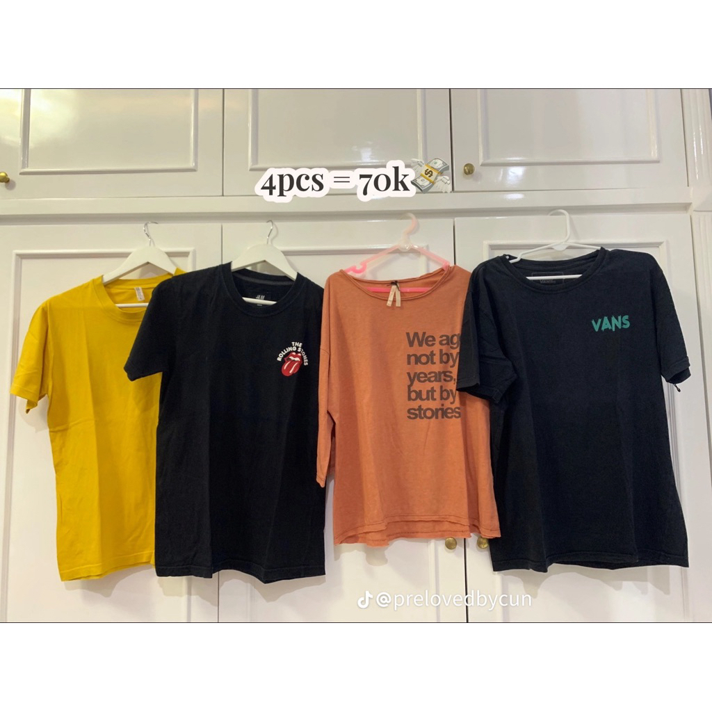 (preloved) 1 set : 4pcs kaos the rolling stone h&m dan vans