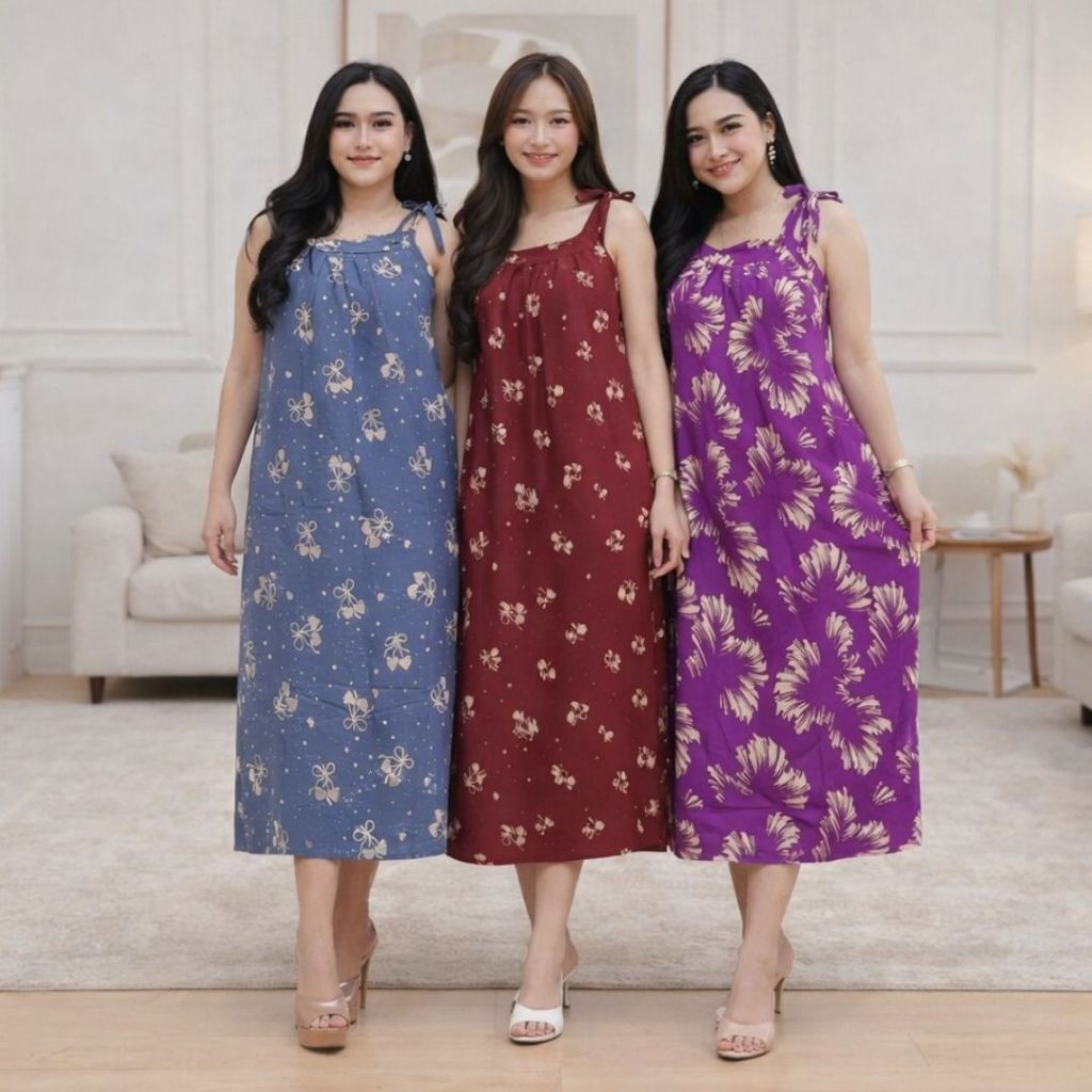 Daster Yukensi Jumbo Tali Pundak Dress Yukensi  Rayon Adem Dress Tan-ktop Tali Kecil Dress Mini Supe