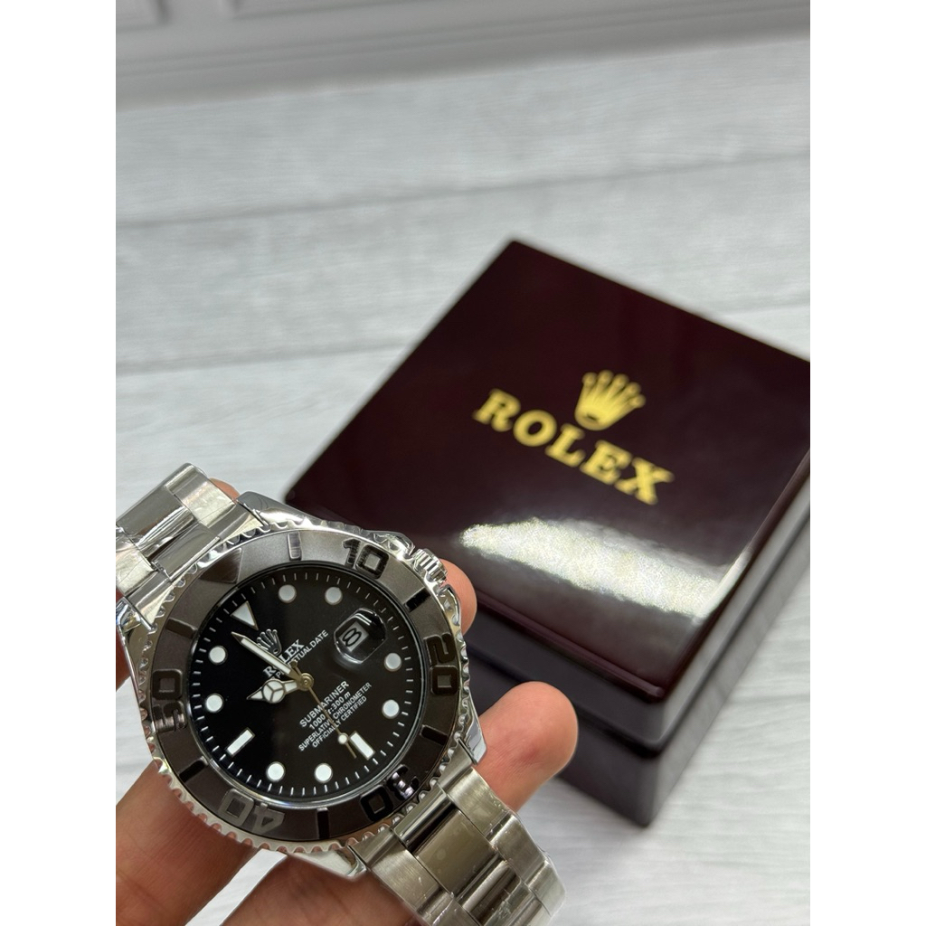 "PROMO" JAM TANGAN PRIA ROLEX SUBMARINER RING PUTAR PREMIUM FULL EMBOS RANTAI STEINLESS