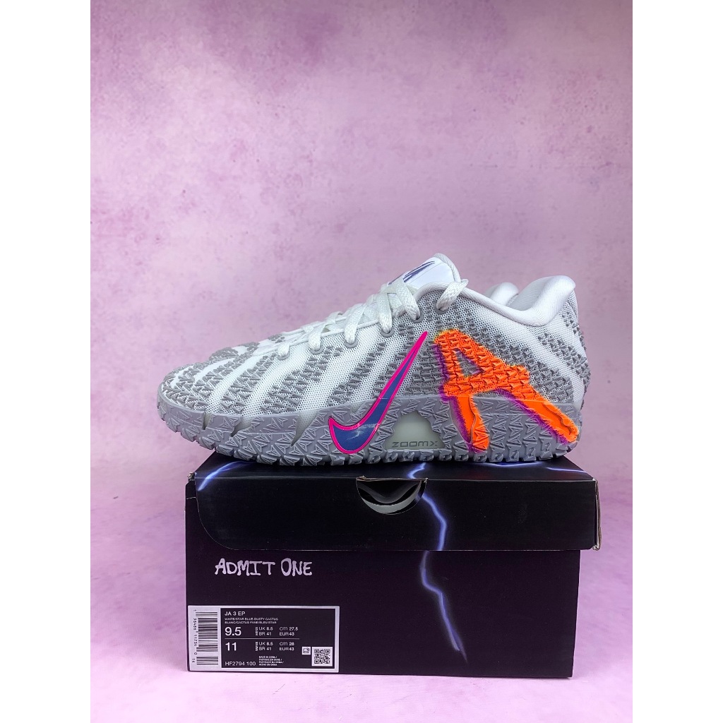 Ja 3 Ja Morant 3 Soft Comfort Lightweight Cushion Anti-Slip Traction Unisex Basketball Shoes White G