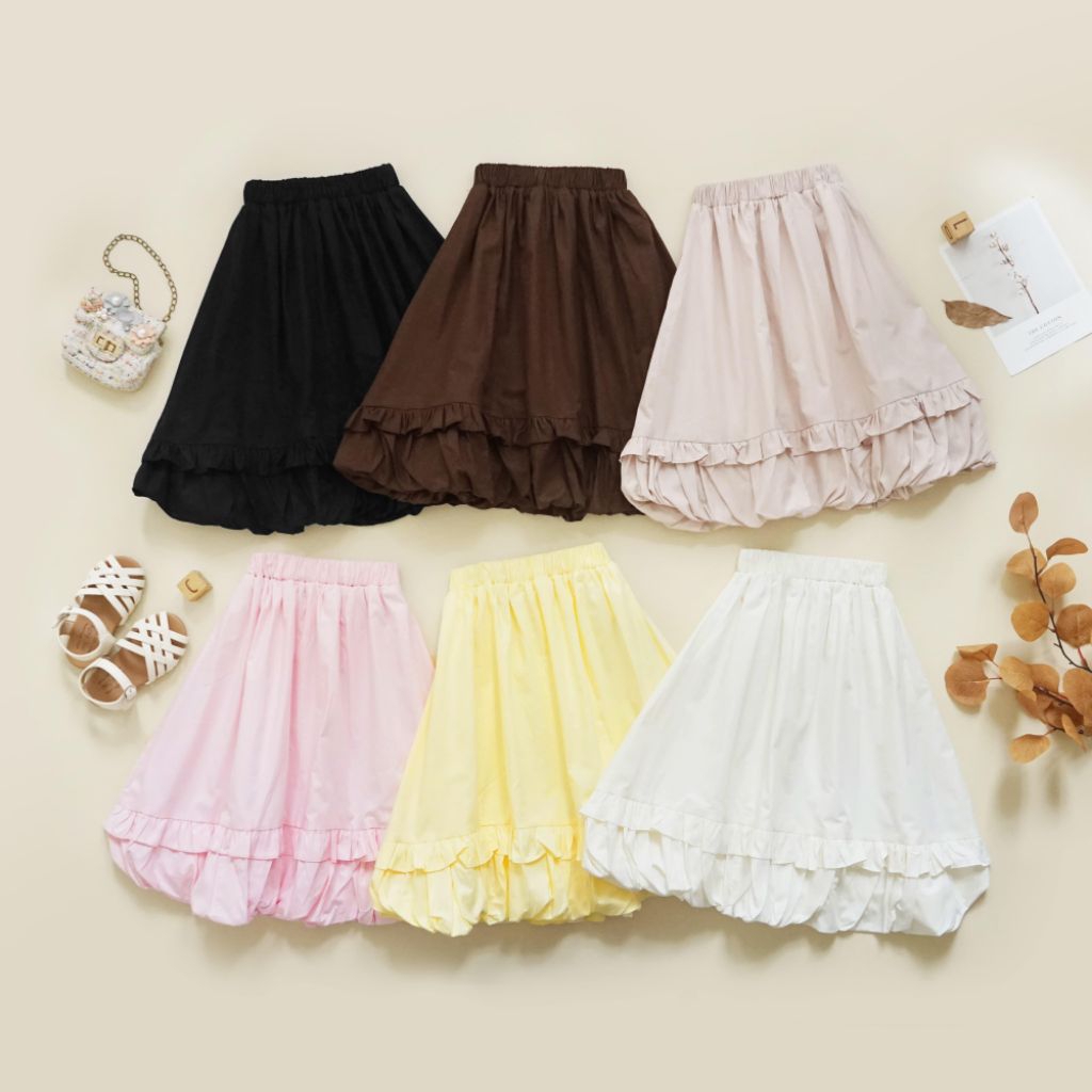 LITTLE LOVIA - CLOUDY RUFFLE SKIRT | ROK BALON ANAK PEREMPUAN | ROK PANJANG ANAK
