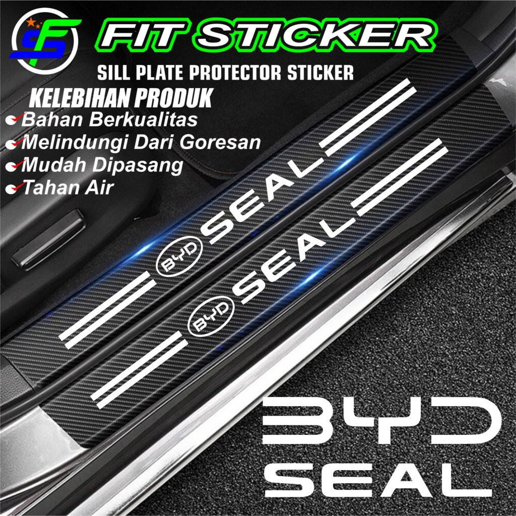 Sillplate BYD SEAL Sticker Karbon Untuk Sill Plate Mobil BYD SEAL 9pcs