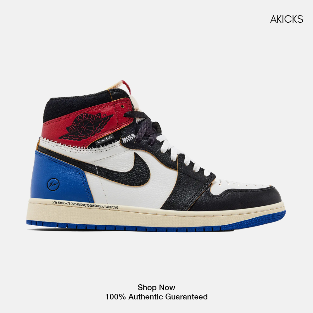 Air Jordan 1 Retro High OG x Fragment Design x Union LA 'Varsity Red' 100% Authentic