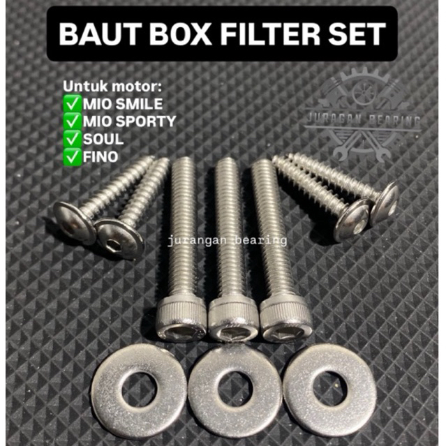 Baut Box Filter Udara MIO SMILE MIO SPORTY SOUL FINO Kunci L STAINLESS 1set