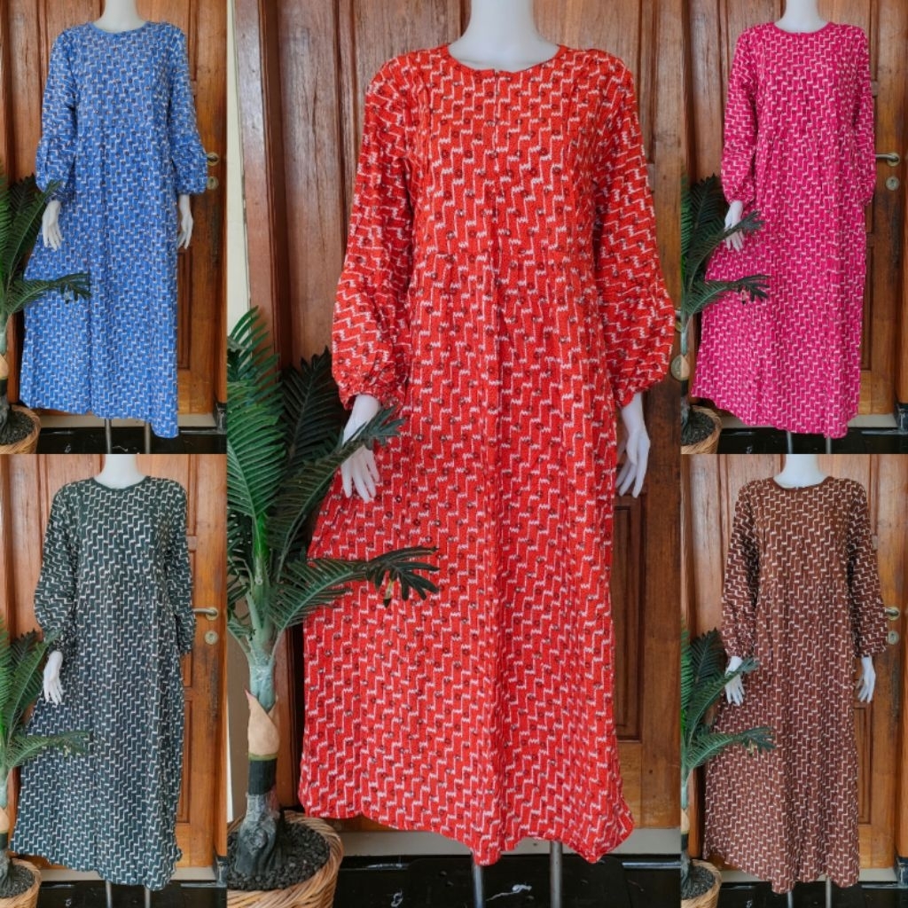 DASTER PANJANG TERBARU LONGDRES DILETA BATIK HUZA LENGAN PANJANG UKURAN L BAHAN ADEM