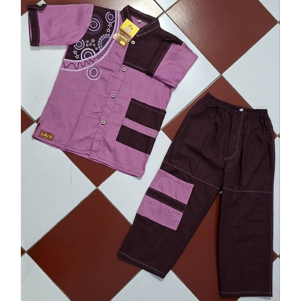 [CLEARANCE SALE - DISKON BESAR] [ORI] Setelan Koko Anak Salur Lengan Pendek "CITRA KIDS"