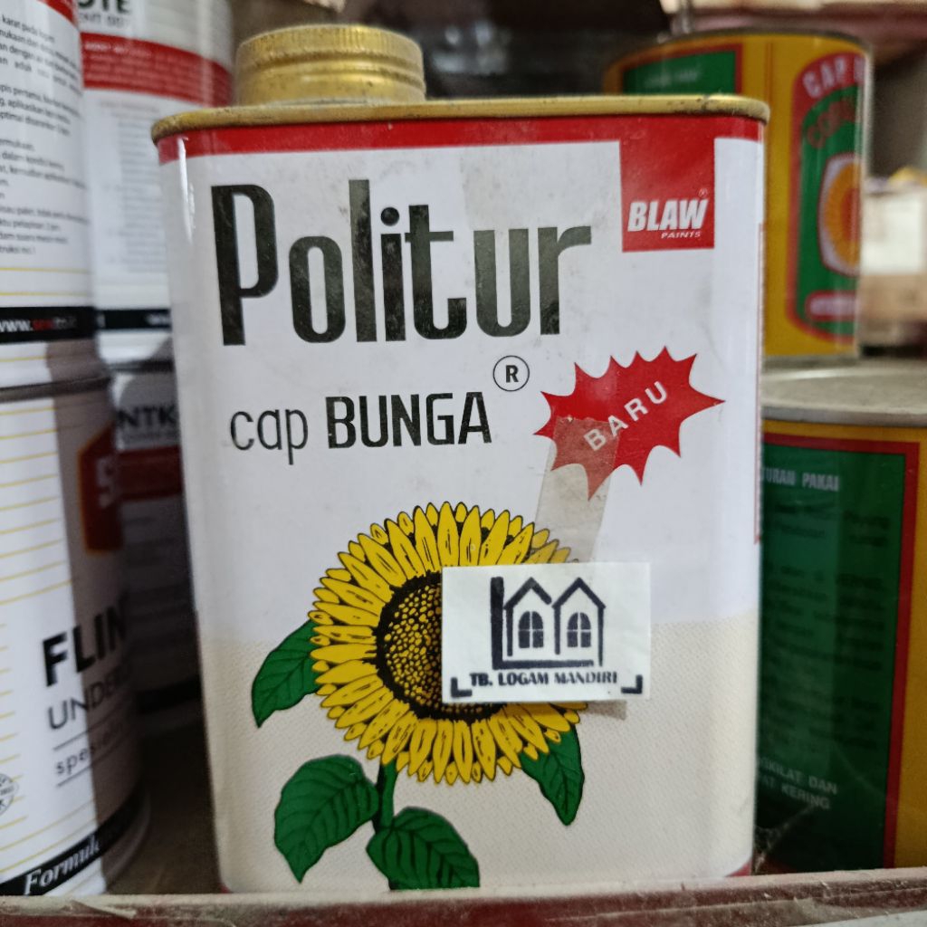 Politur Cap Bunga Cat Pelapis Kayu Warna Natural Mengkilap (800ml)