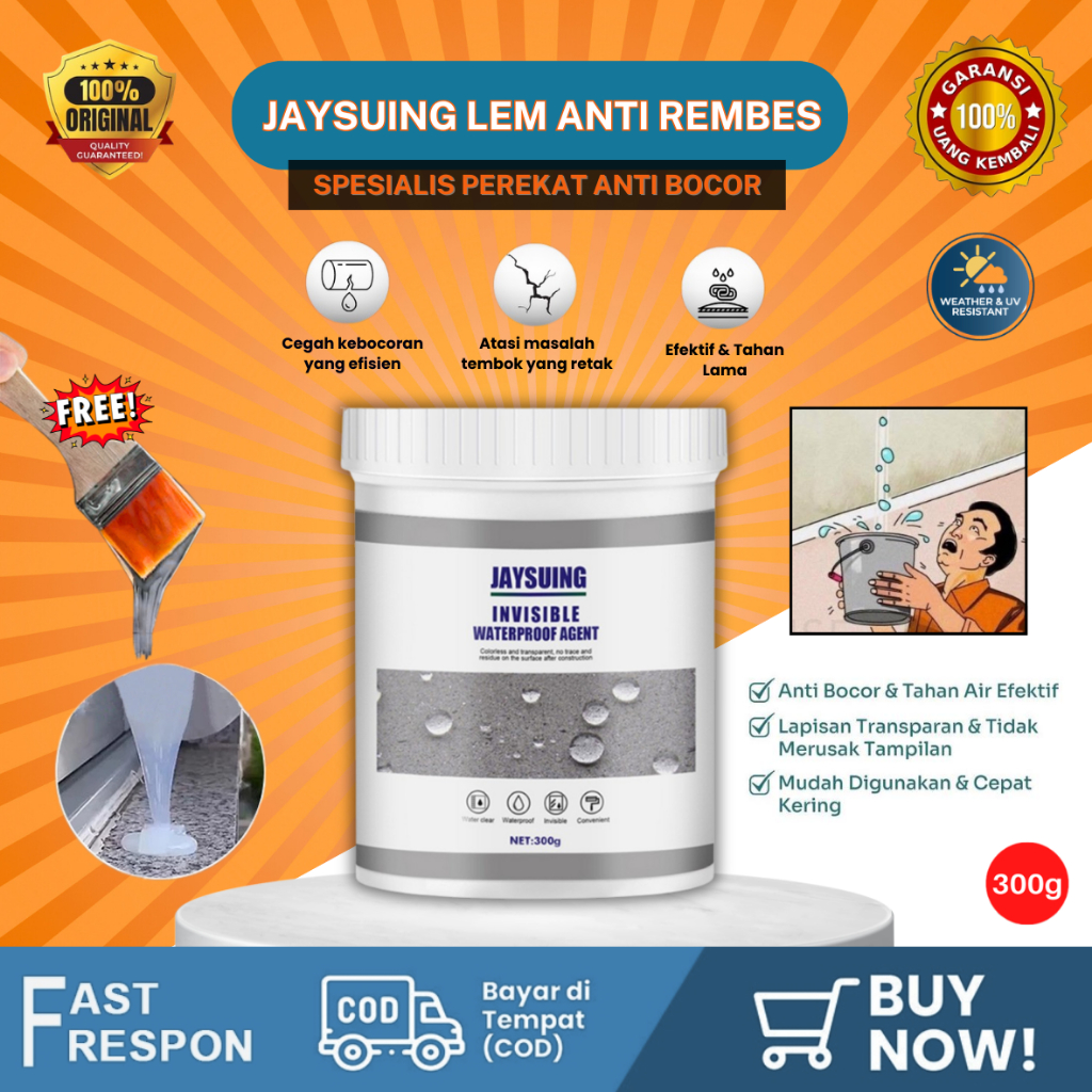 PREMIUM Lem Jaysuing Waterproof Pelapis Anti Bocor dan Rembes Tahan Air 300gr Cat Perekat Bening Tra
