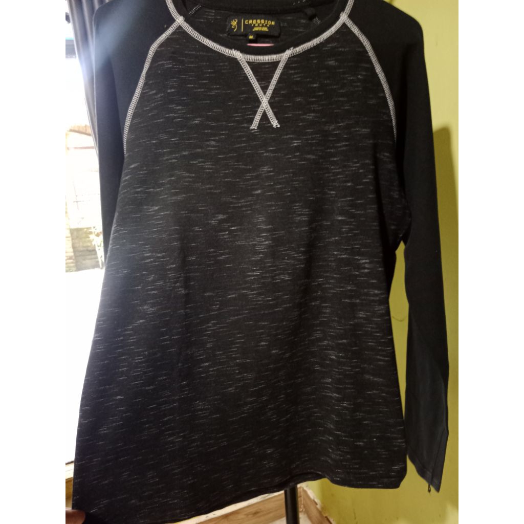 CRESSIDA kaos pria ori model reglan hitam bahan super lembut strech preloved