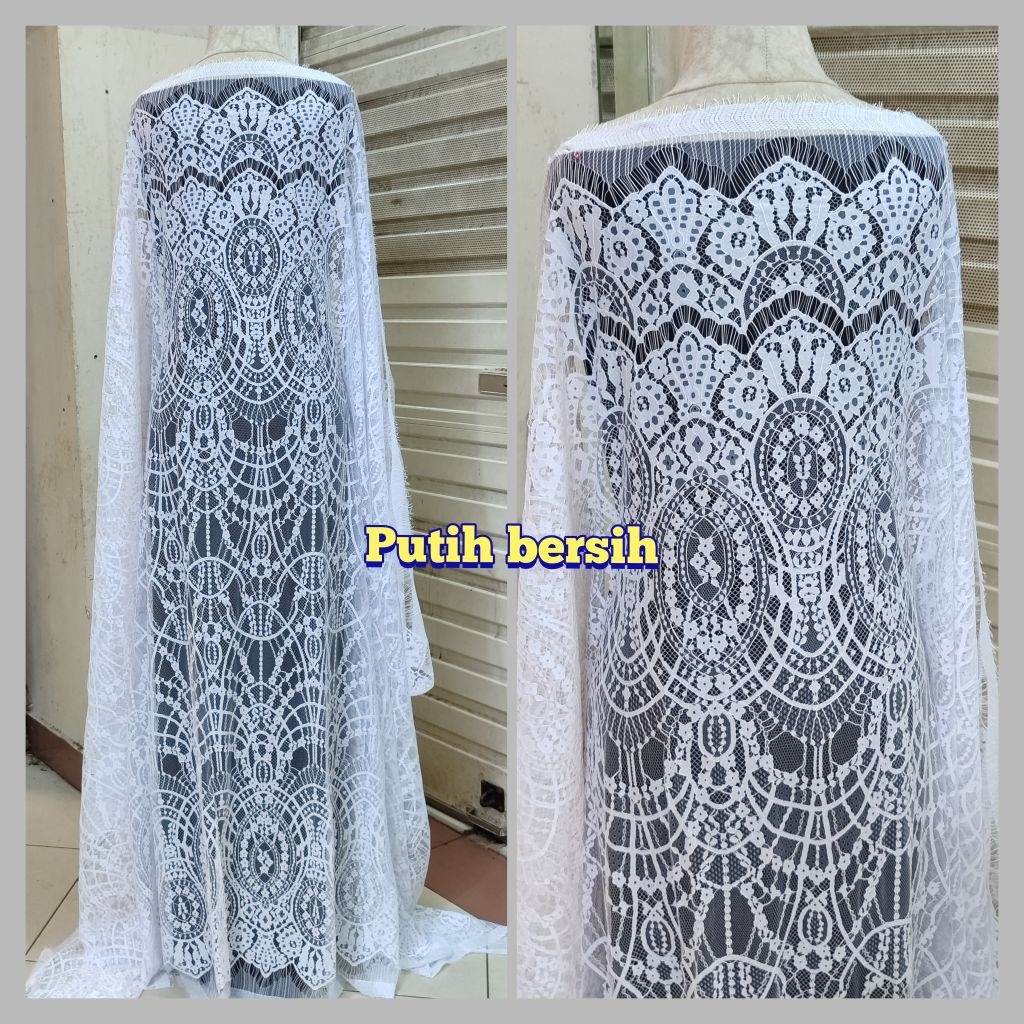 Serian PUTIH |Kain Brokat Bahan|Brokat kebaya|Kebaya Semi francis| Katun halus kualitas premium cott