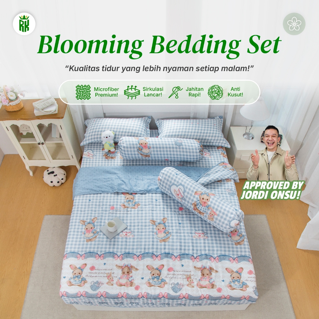 RAJA X JORDI ONSU - Set Sprei Bedcover Blooming Bedding Set Series Motif Cantik Estetik Lembut Uk 12