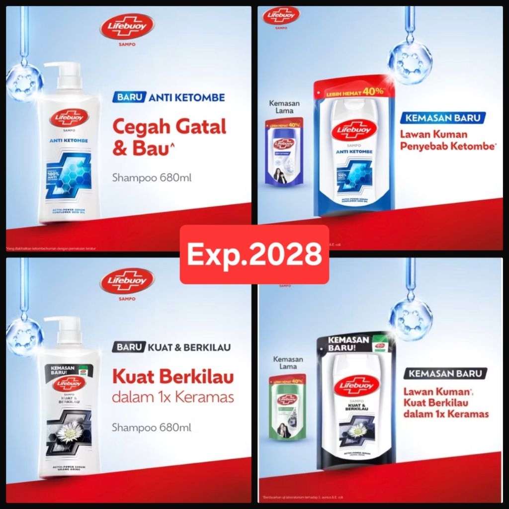 Lifebuoy Shampo 900ml 680ml, Refill Pouch Shampoo Lifebuoy Anti Dandruff - Kuat & Berkilau 900ml 680