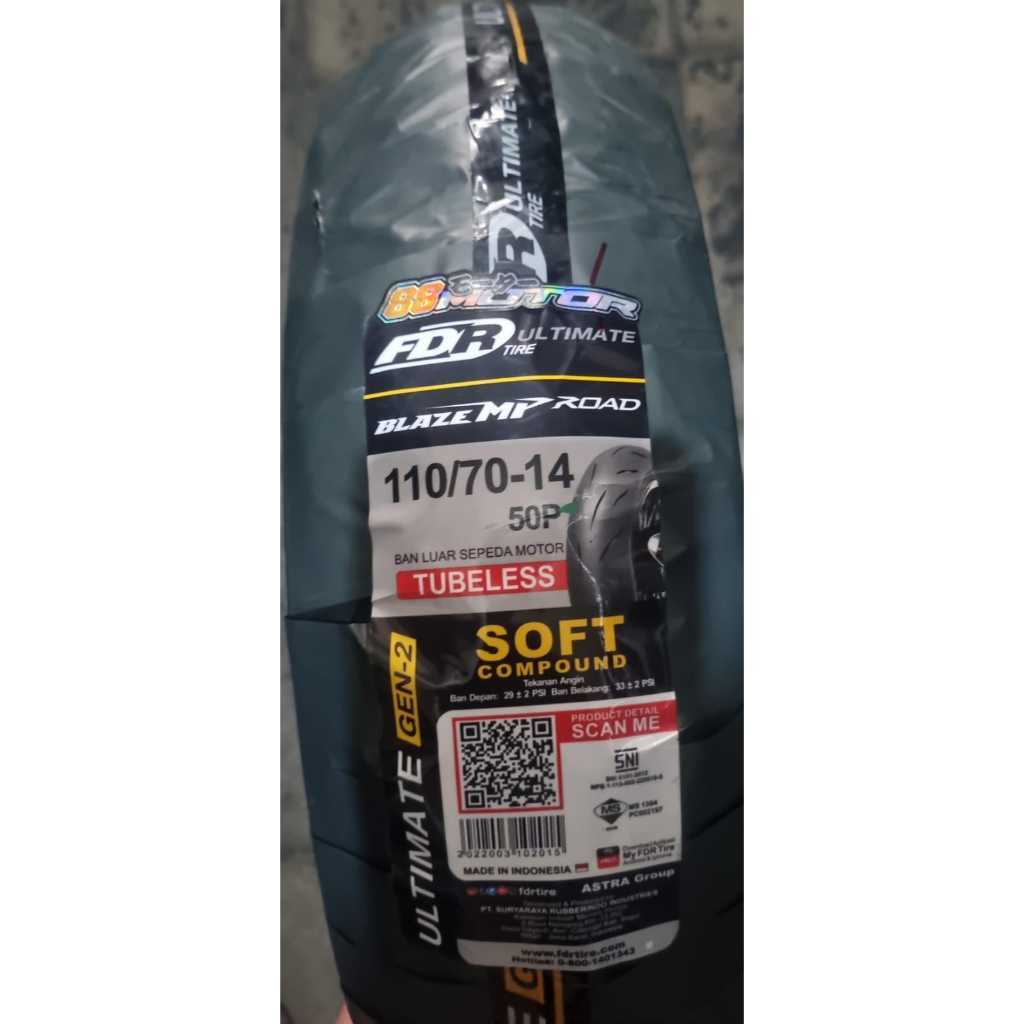 BAN TUBLESS FDR 110/70-14 BLAZE MP ROAD SOFT COMPOUND RACING