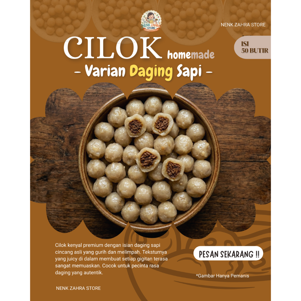 [Isi 50 Butir] Cilok ( sedang )  Isi Daging Sapi Cincang Premium - Aci Isi Daging Gurih Kenyal Higie