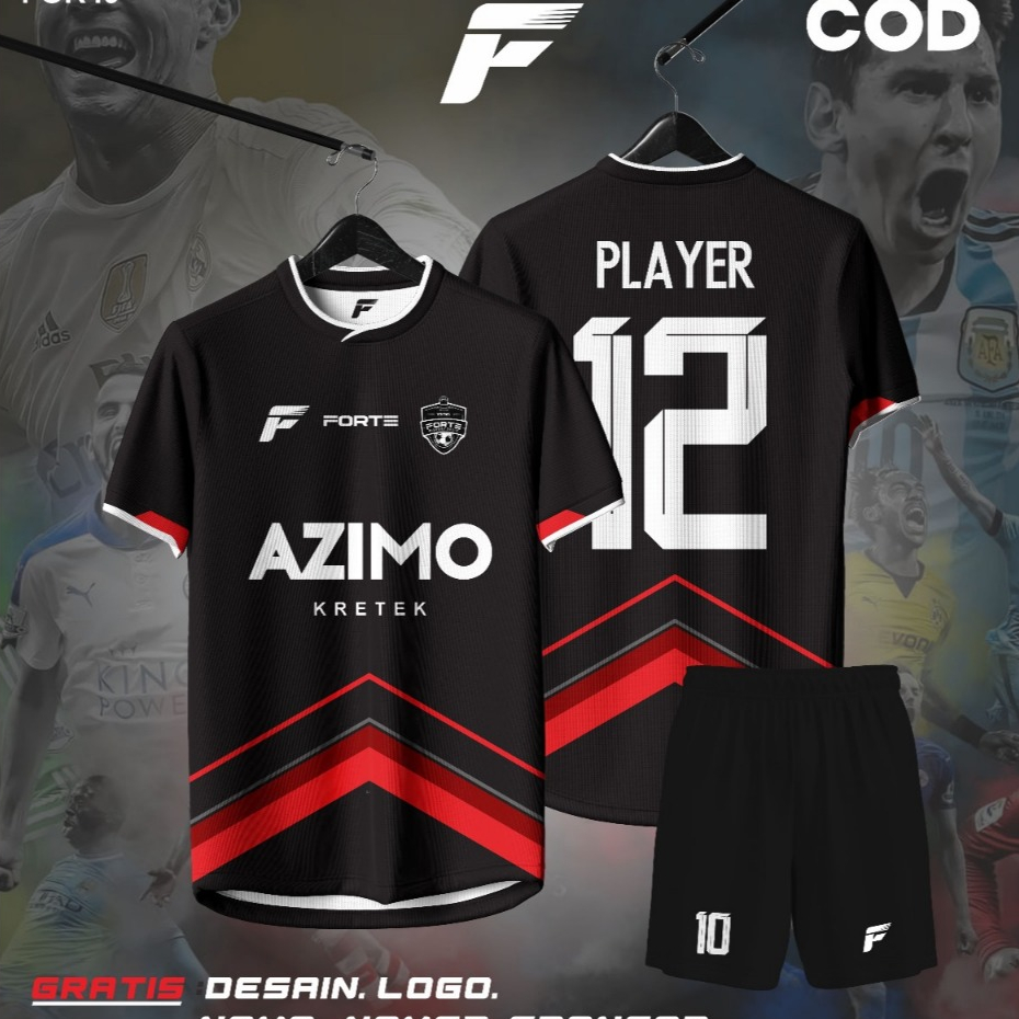 JERSEY FUTSAL CUSTOM NAMA DAN NOMER PINGGUNG MOTIFAZIMO HITAM TERBARU KEREN
