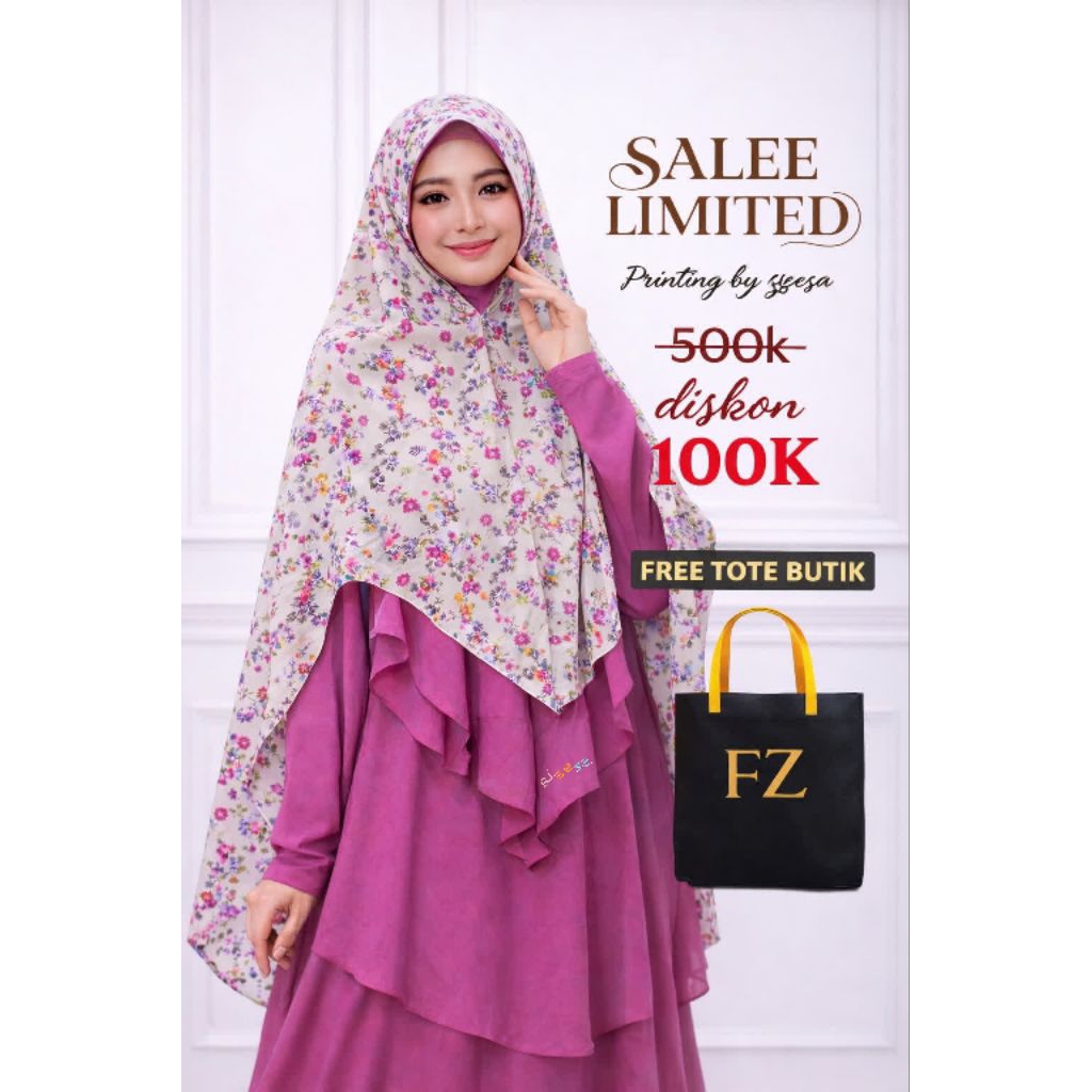 SALE Khimar Printing ala Sisesa Branded Sjsesa Hijab Jilbab Eldeena Kanaya