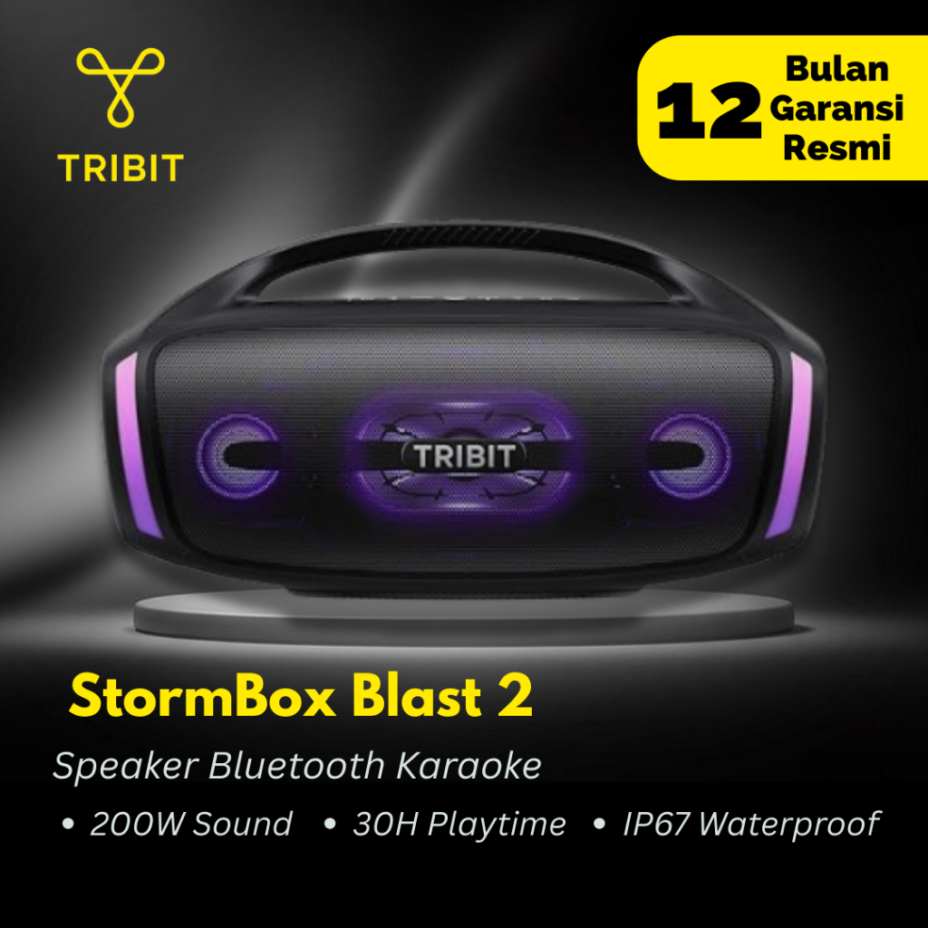 Tribit StormBox Blast 2 Bluetooth Speaker Karaoke Boombox 200W Subwoofer Outdoor IP67 30H LED Mic