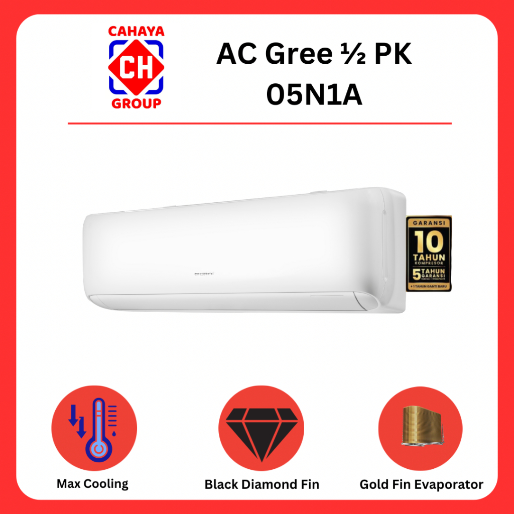 AC Gree 1.5 PK GWC 05N1A Max Cooling Gold Fin Evaporator Split AC