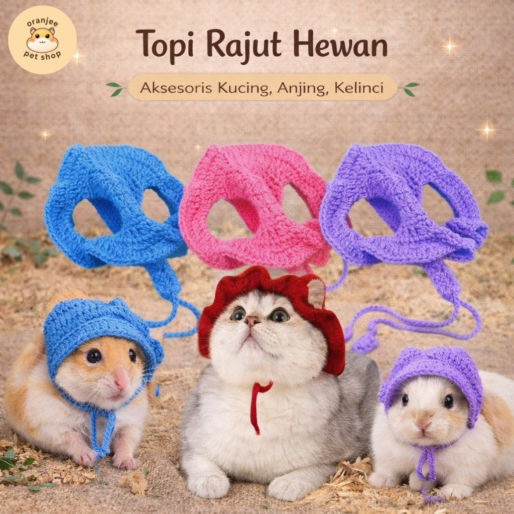 Topi Rajut Hewan | Aksesoris Kucing, Anjing, Kelinci