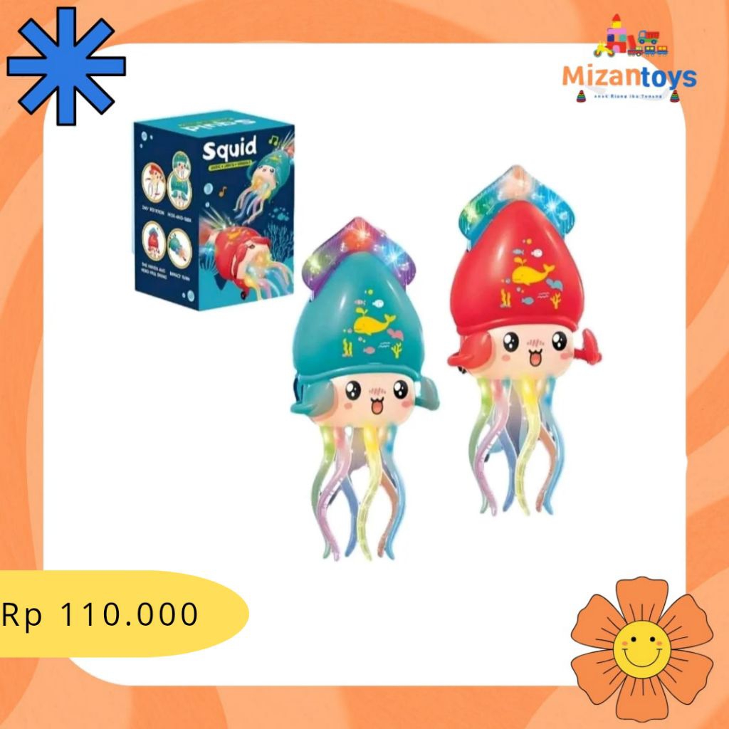 Mainan cumi lampu joget-Cumi lucu-mainan lampu-Cumi Cumi bewarna-Cumi cumi joget bersuara