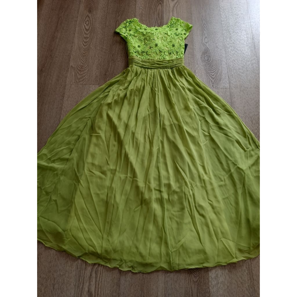 [size xs-s] NEW long dress gaun pesta wanita hijau bridesmaid wedding dress prewed dress