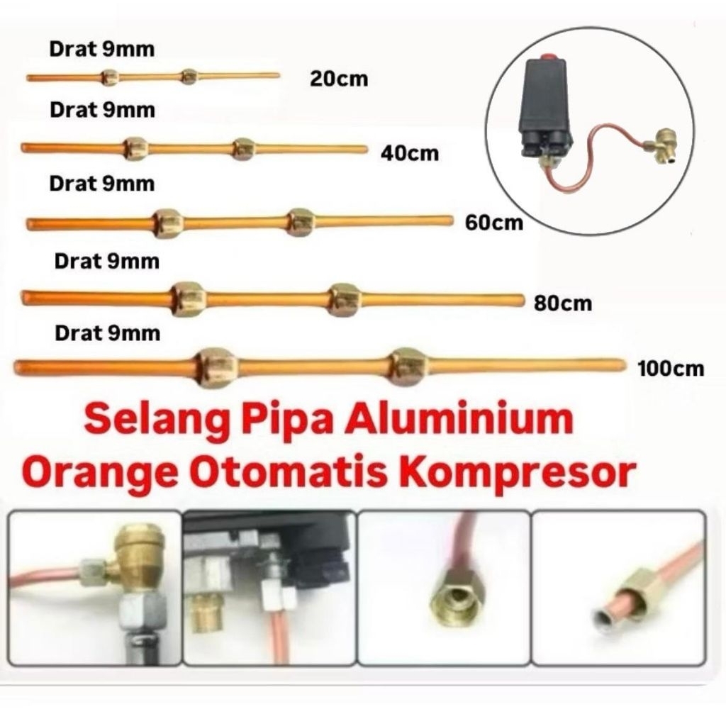 Selang Pipa Aluminium 1/8"  Orange Selang Otomatis Kompresor Ke Check Valve / Breathing Pipe OREN