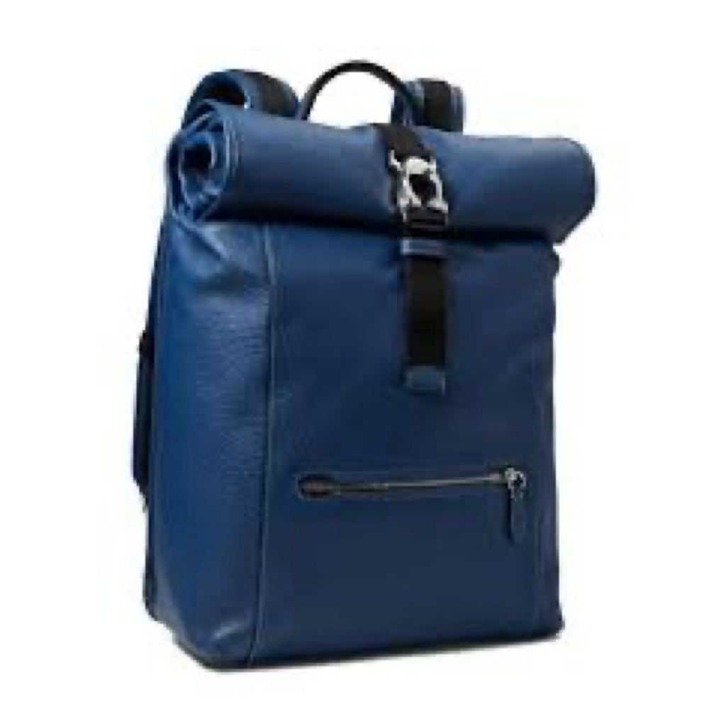 Coach Beck Roll Top Backpack Pebbled Leather Blue Original