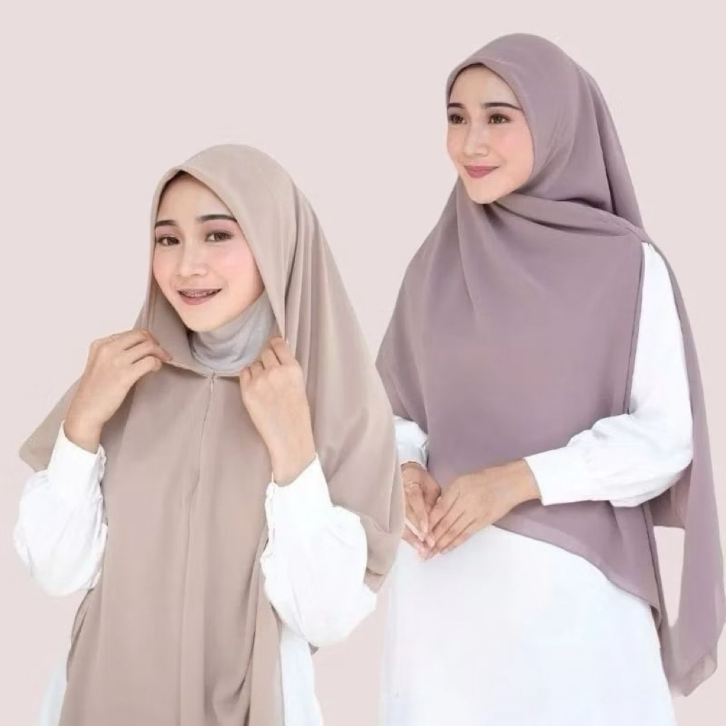 Hijab Instan Segi empat Zipper Resleting Ceruty Babydoll | Hijab Segiempat Jumbo Instan Zipper 130X1