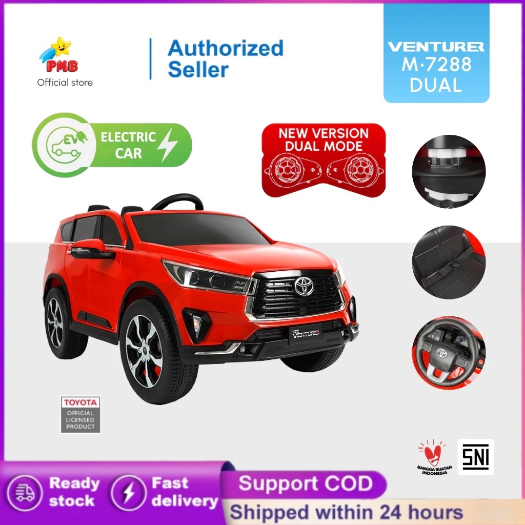 Mobil Aki Anak PMB 7288 Toyota Innova Venturer 2 Kursi Jumbo Ban Karet