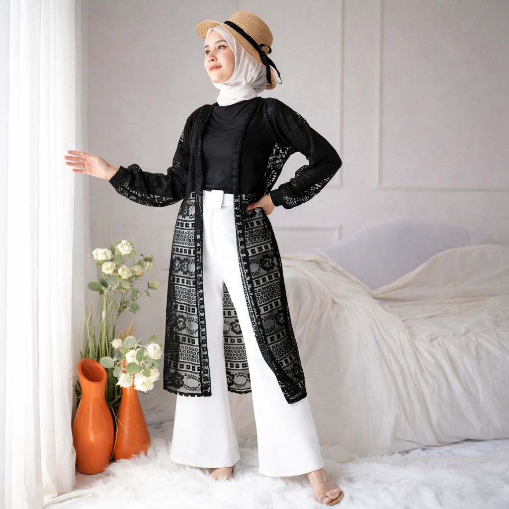 Outer Brokat Kondangan Cardigan Wanita Kekinian Bahan Brokat Premium