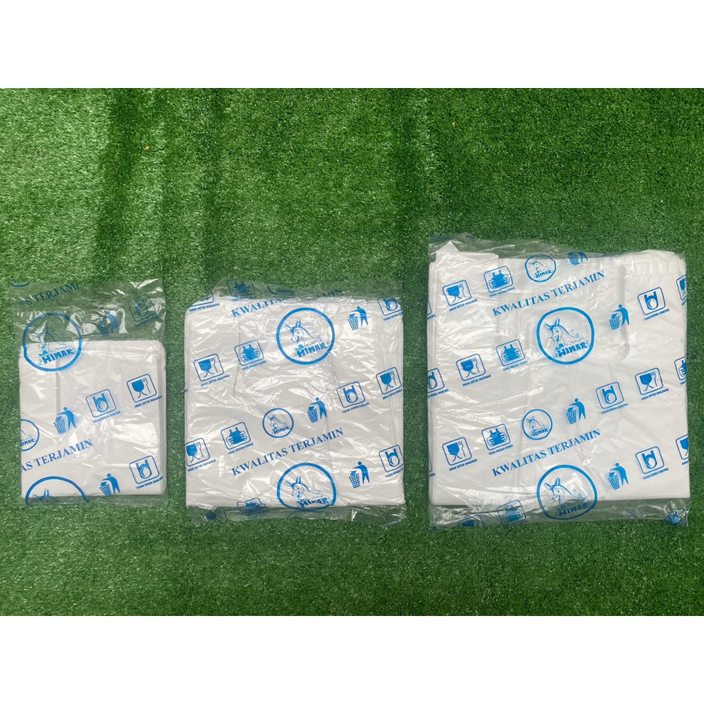 Kantong Plastik / Kresek Putih susu Tebal. ukuran 15, 24, 30 cm, isi 100 lembar