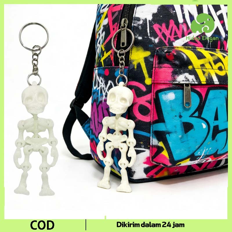 Gantungan Kunci Tas Tengkorak Tekanan Berkurang Gantung Kunci Tengkorak Terartikulasi Gantungan Kunc