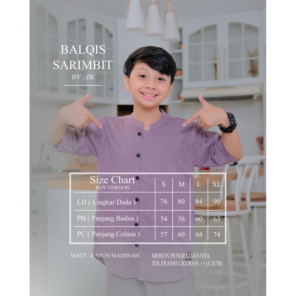 NEW  KOKO SET CELANA BALQIS SARIMBIT "BOY VERSION" BAHAN KATUN MADINAH SUPER PREMIUM ORI BY ZR