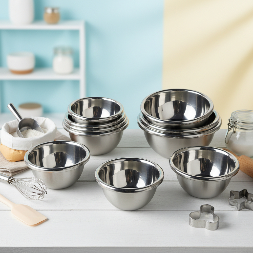 Baskom Stainless Steel Korea Tebal Mangkok Wadah Saji Makanan Anti Karat Tahan Panas Premium