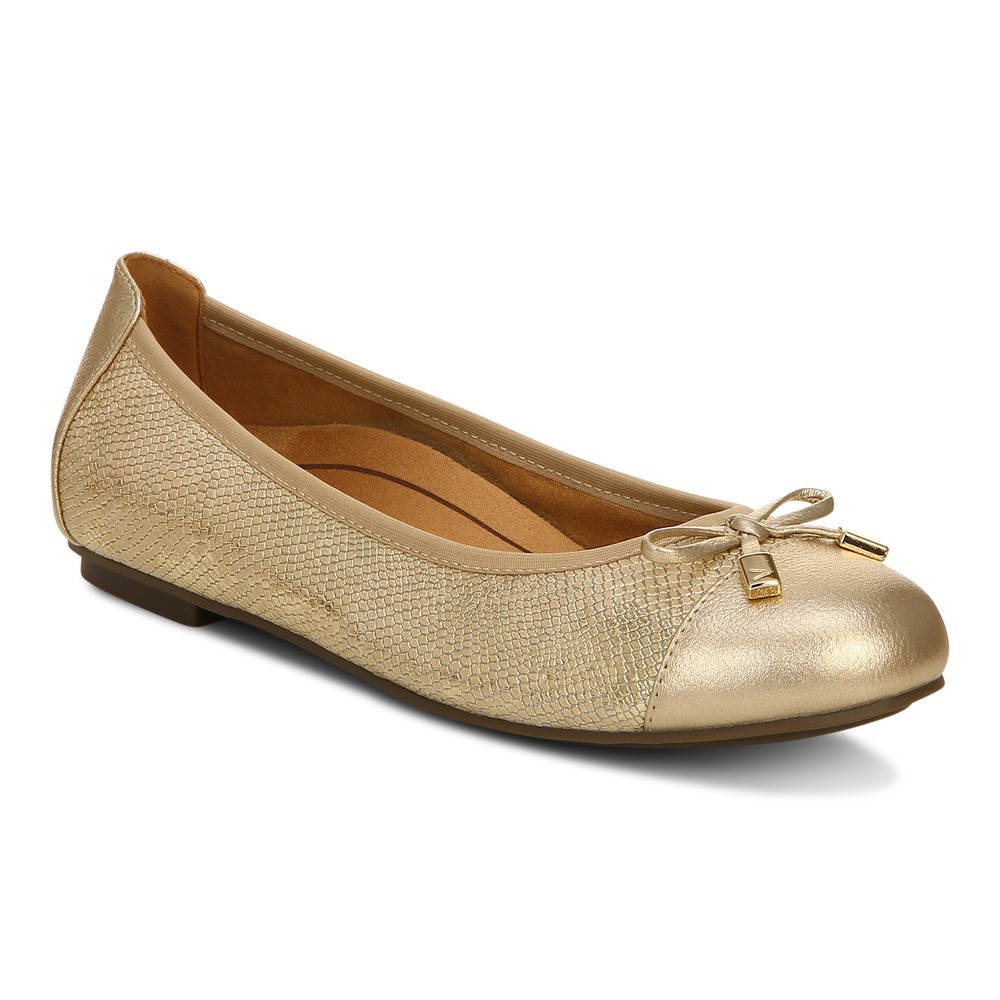 Vionic Minna Gold Ballerina Shoes Wanita