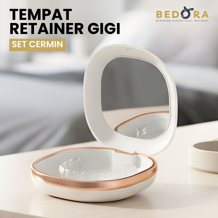 Tempat Retainer Gigi Set Cermin Tempat Gigi Palsu Lepas Pasang Denture Box Kawat Gigi
