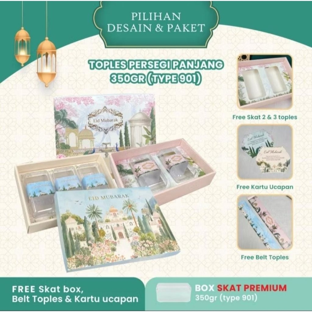 Box kotak hampers lebaran sekat / box hampers toples kotak persegi panjang hardtop 901 (350gr)
