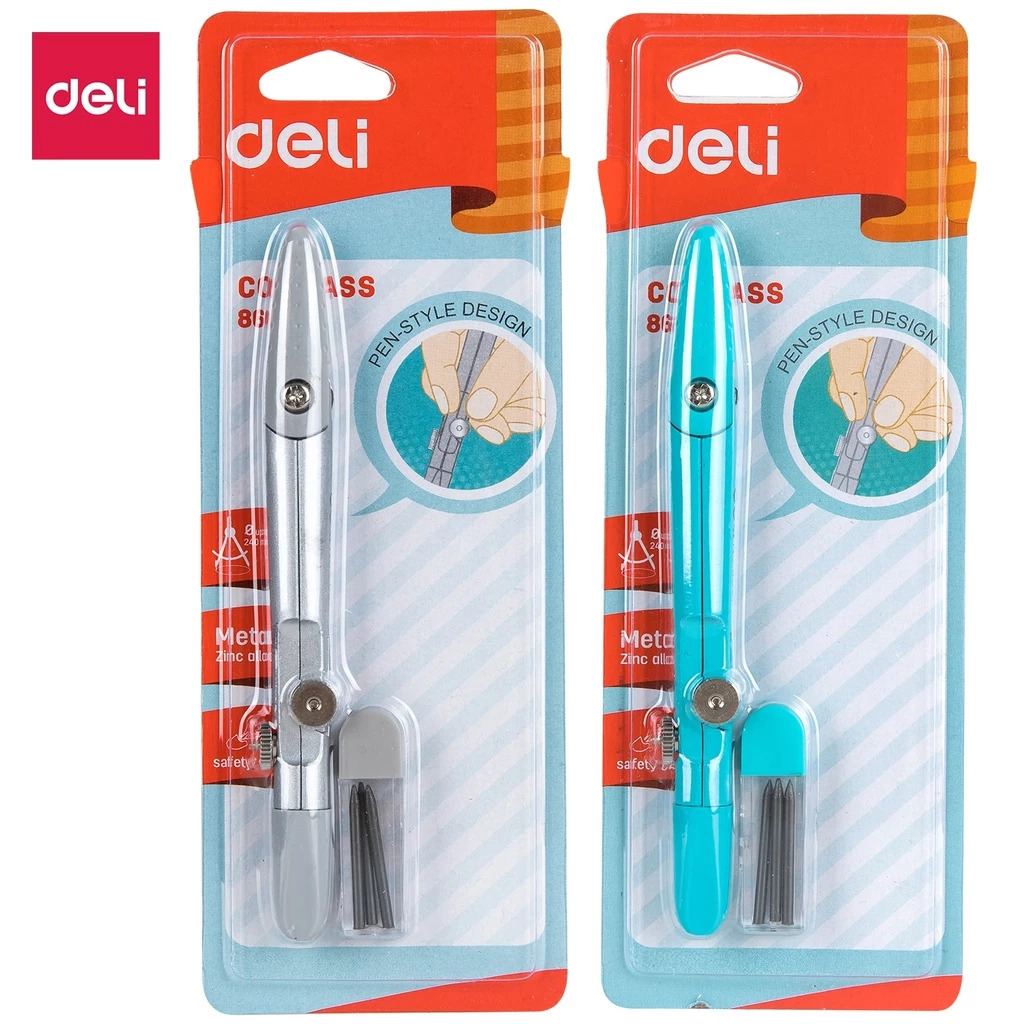 DELI JANGKA  SEKOLAH + PENSIL MEKANIK / JANGKA SET 8607