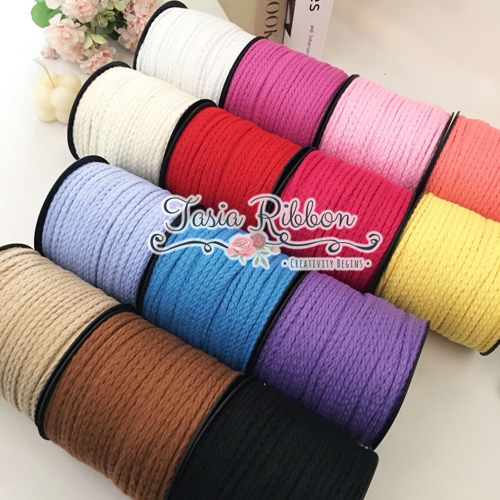[Tasia Ribbon] - Tali Paracord Bentuk Kepang Slim 5mm (Tali Paracord Kepang)