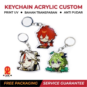 Gantungan Kunci Akrilik Custom Print UV | Custom UV Print Acrylic Keychain