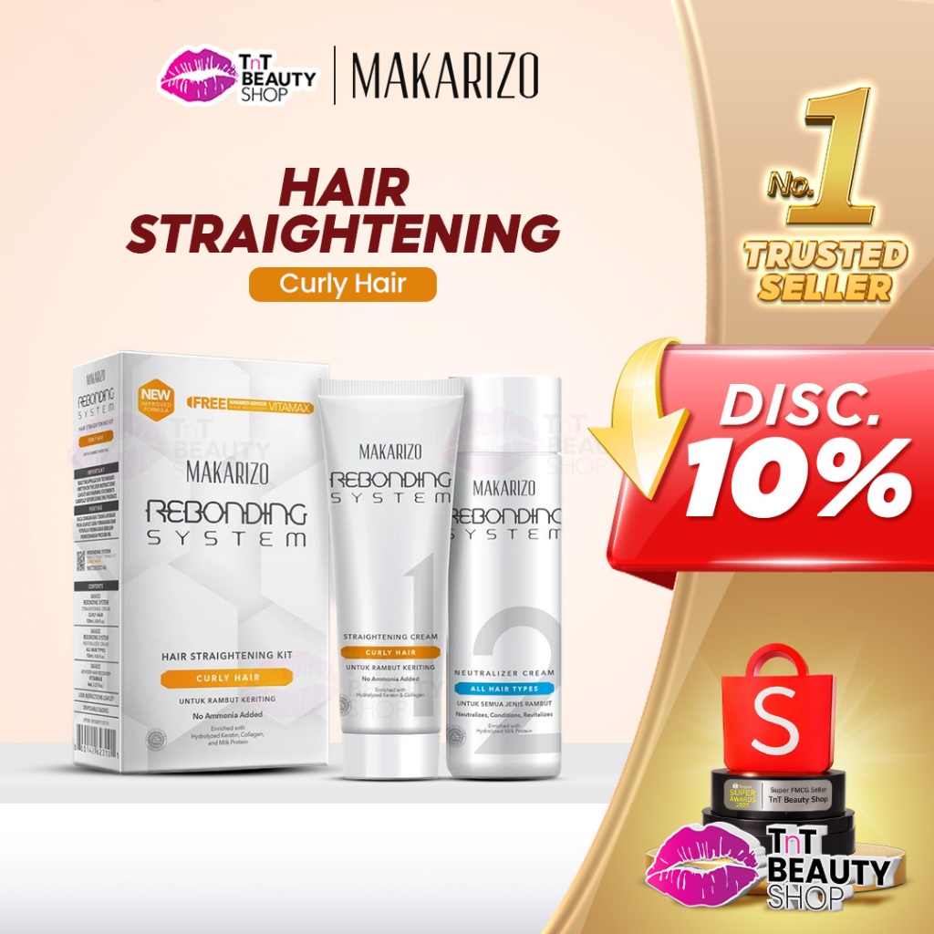 Makarizo Rebonding System Hair Straightening Curly Hair 120 mL | Pelurus Rambut | TnT Beauty Shop