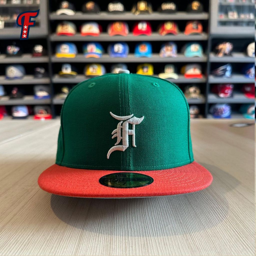 Topi New Era x Fear Of God FOG Essentials Detroit Tigers Collab Green Orange 59FIFTY Hat Original