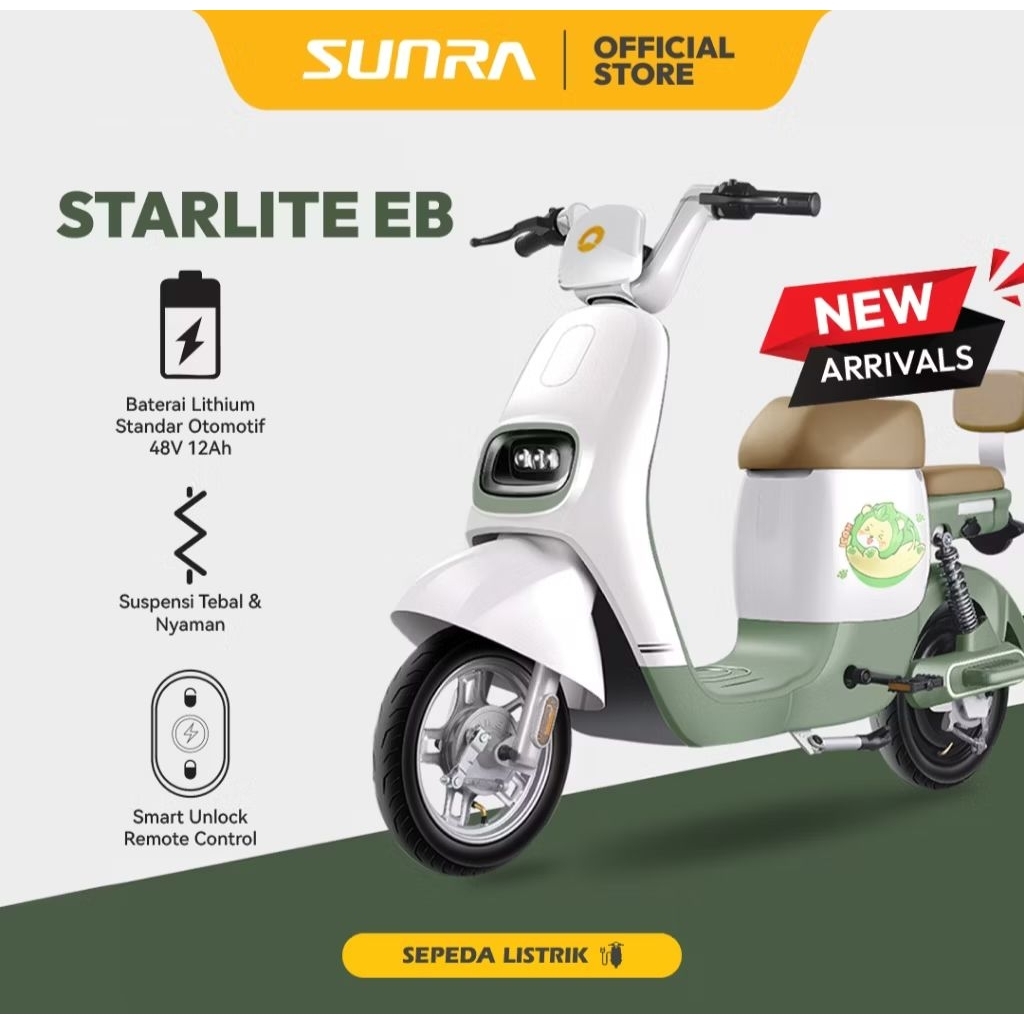 Sepeda Listrik Sunra Starlite ( Baterai Lithium) (TSBO)