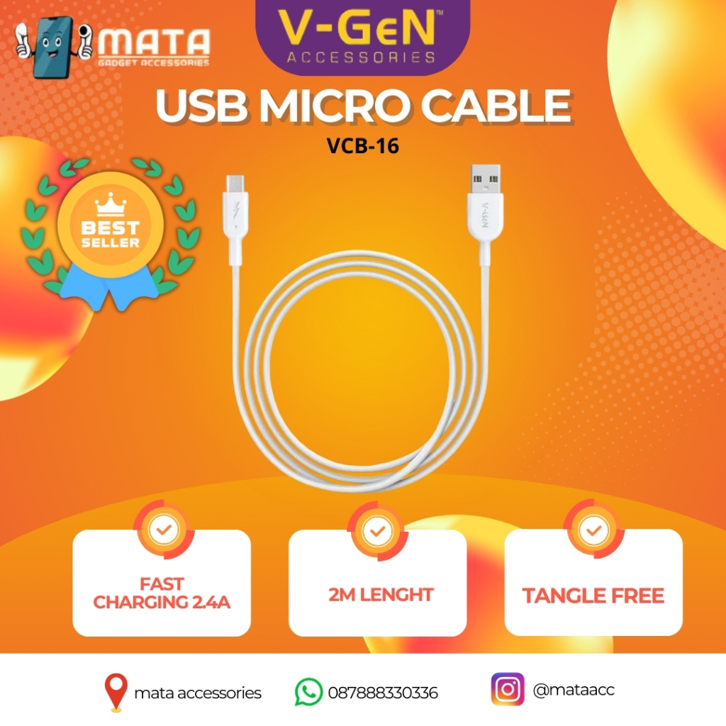 KABEL DATA MICRO V-GEN VCB-16 FAST CHARGING 200CM