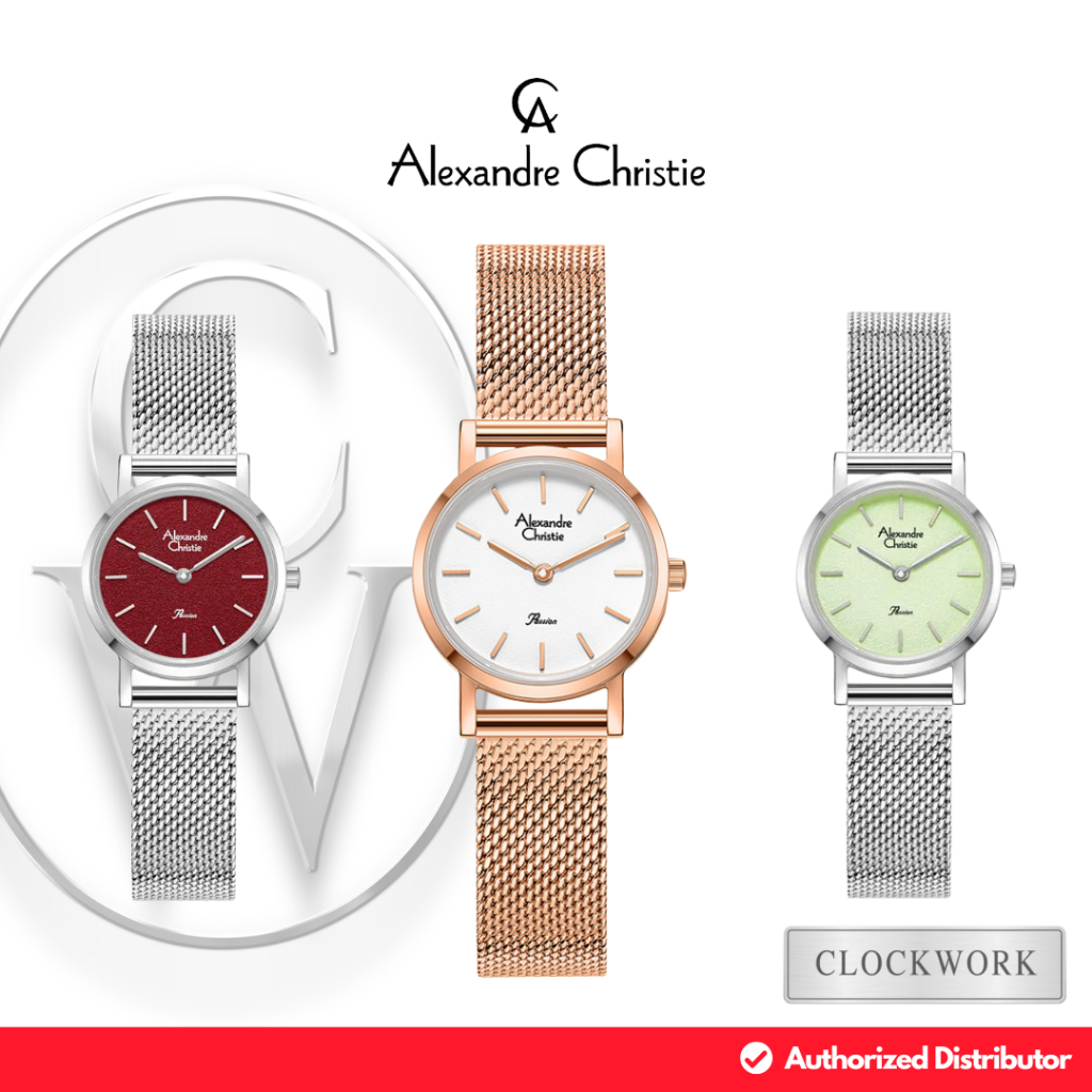 Jam Tangan Wanita Alexandre Christie Passion AC 2B66 LHB Rantai Pasir / Mesh Strap Minimalis Simple