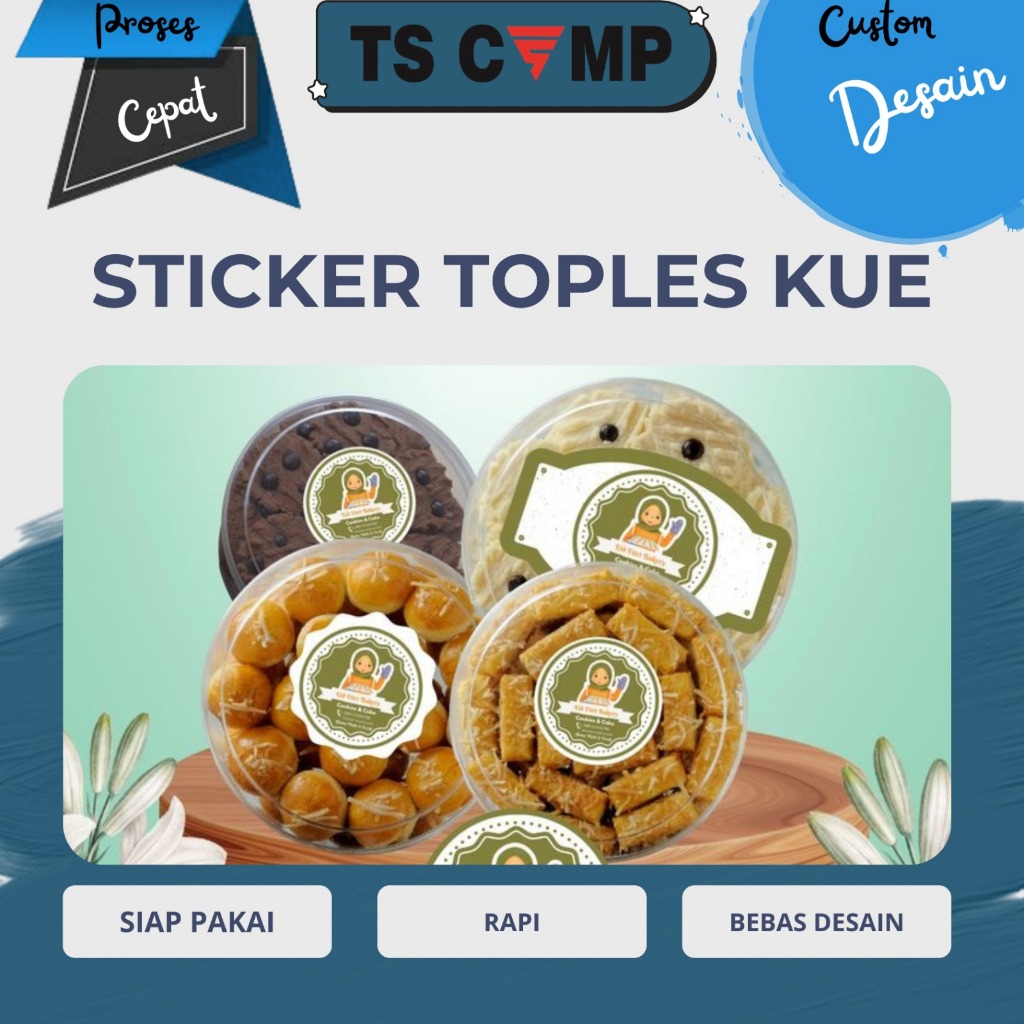 Stiker Bulat Toples Kue Kering (Free custom request tulisan/nama)