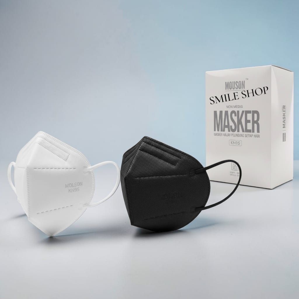 MASKER KN95 MOUSON EMBOSS WHITE 5PLY 1BOX 50PCS