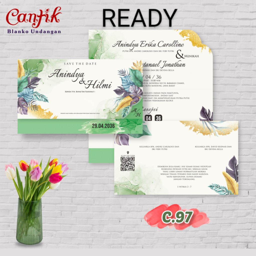 Undangan Nikah Elegant Bahan Art Paper Tebal Custom Desain Gratis