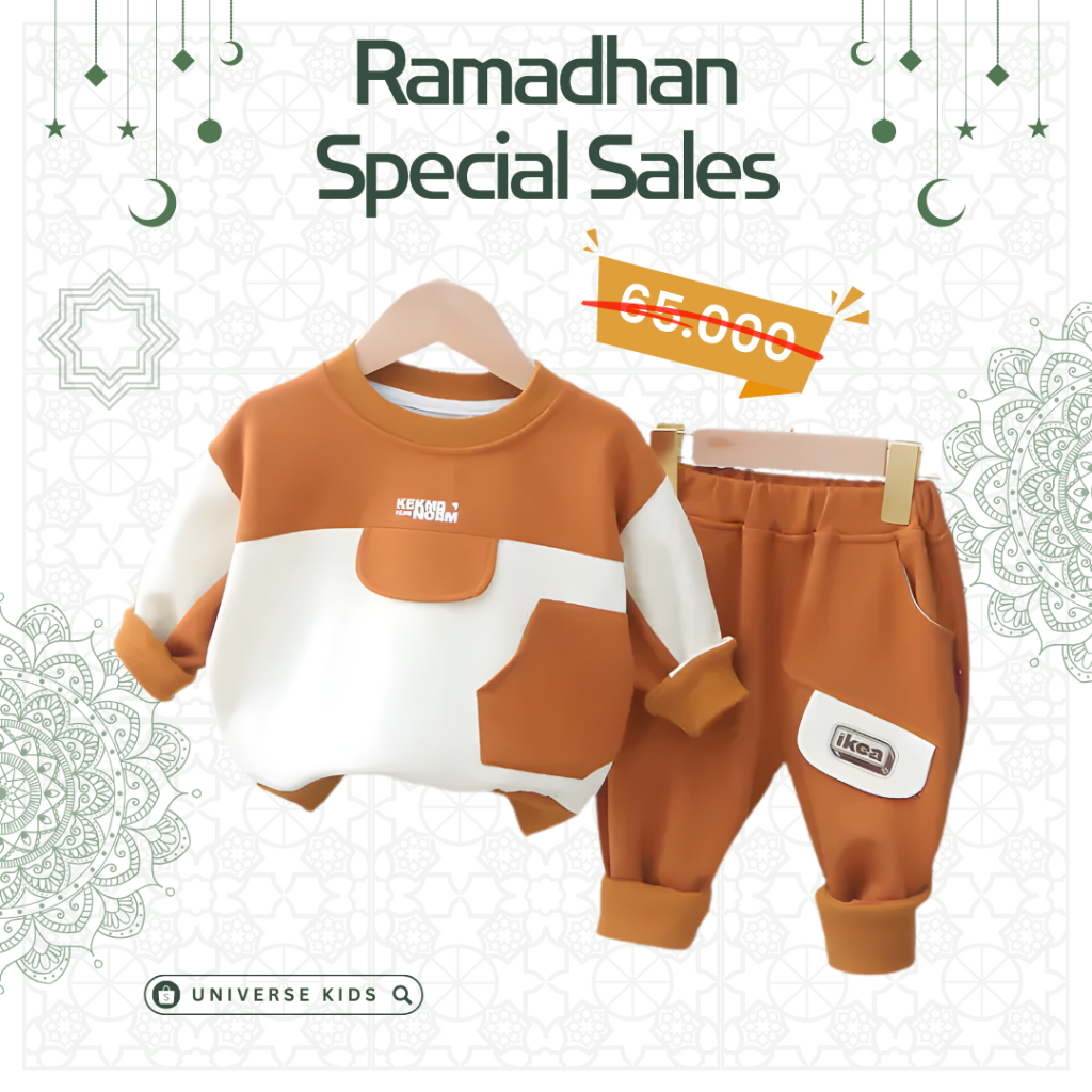 Universe Kids | Setelan Jogger Premium Motif Simple Anak Laki Laki Trend | Usia 1-6 Tahun Baju Santa